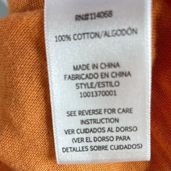 LOUNA Mini Dress Womens Medium Orange Tiered Shift Strappy Open Back Cotton - Picture 13 of 13